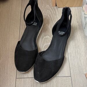 Eileen Fisher Black Ankle Strap Flats
